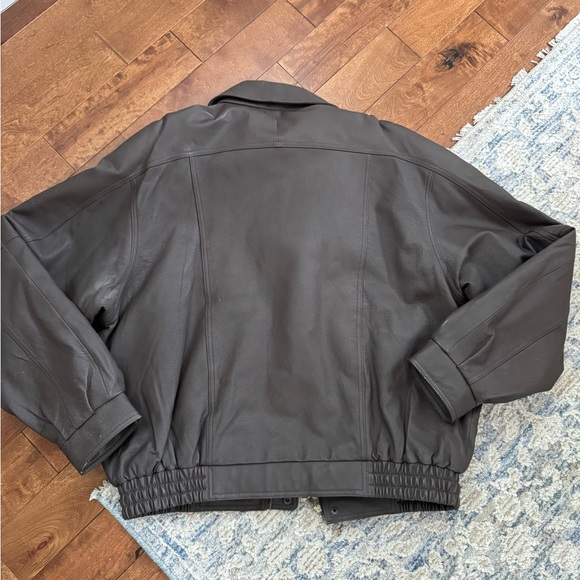 Vintage Leather Bomber Jacket | Men’s XL | Embroidered Logo - Picture 4 of 4